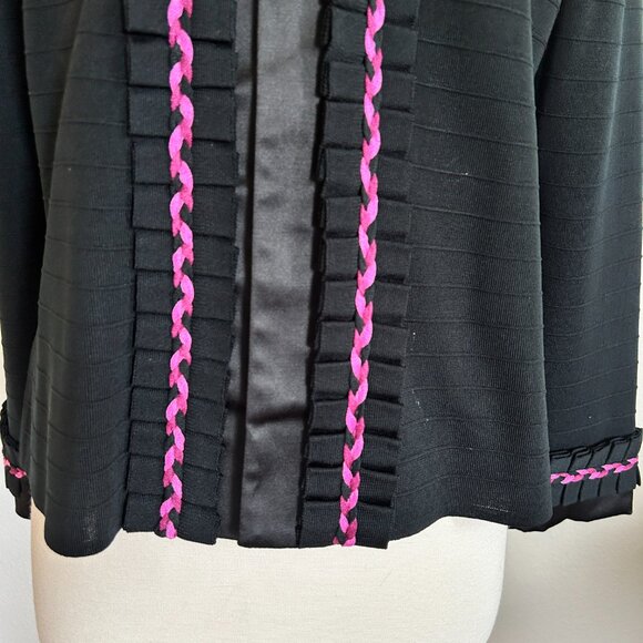 Ming Wang Twinset S Black Pink Ribbo Jacket Cardigan Tank Top 2 Pc Dressy - Picture 4 of 16